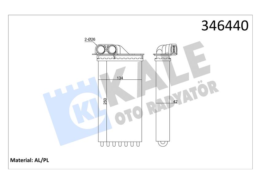 KALORIFER RADYATORU C2 C3 C3 II C3 PLURIEL 1,4 1,6 HDI 02>09 P1007 1,4 HDI 05>07 - KALE 346440