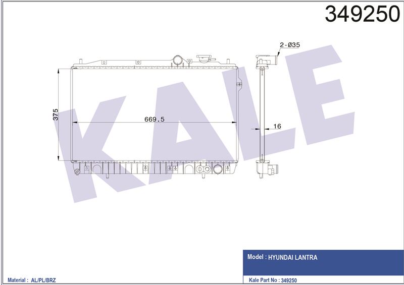 MOTOR SU RADYATORU HYUNDAI ELANTRA 1,6 1990 1996 MANUEL VITES - KALE 349250
