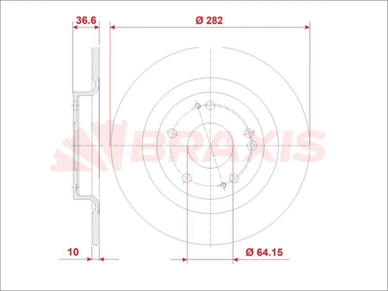 Honda Arka Fren Diski Honda CIVIC X Fc5 1.6 1.5 Turbo Rs 16>21 (282mm) - Braxıs Ae0970