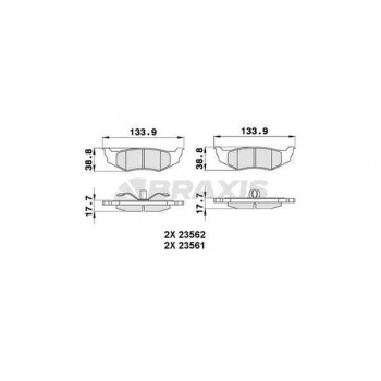 ARKA FREN BALATASI CHRYSLER 300 M 98>04 CIRRUS 94>00 CONCORDE 97>03 NEON 94>06 PT CRUISER 01>10 SEBR - BRAXIS AA0255