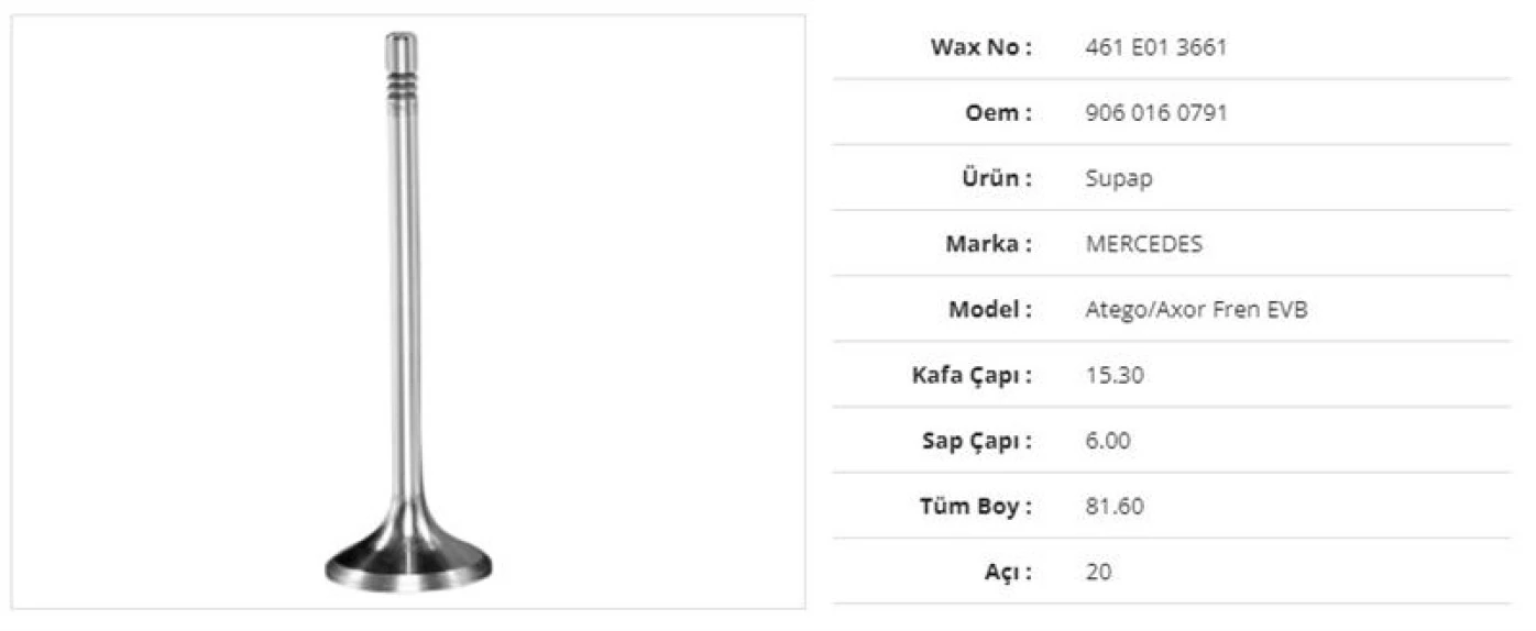 Mercedes Truck Subap  Mercedes Atego/axor Fren Evb 15,3kx6sx81,6bx20a (10adet) - Wax 461 E01 3661