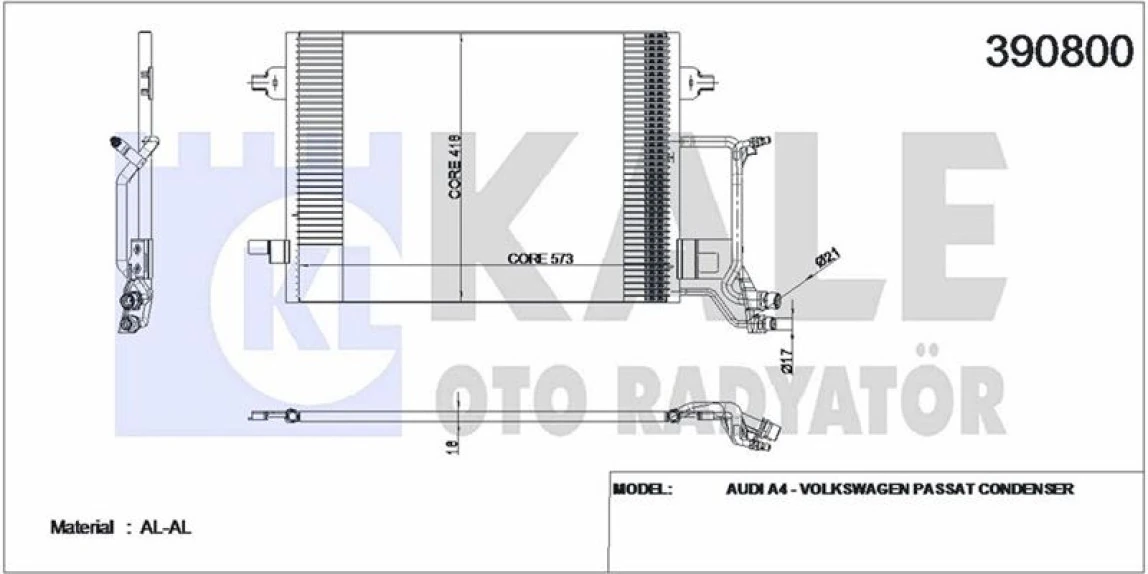 Vag Klima Radyatoru (610×415×16) / (kondanser) Passat A4 1.9tdi 1.8 / 1.8t 97> - Kale 390800