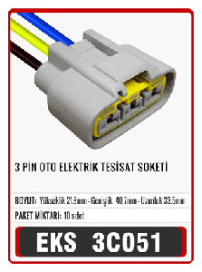 SOKET>3 PİN OTO ELEKTRİK TESİSAT - EKS-3C051