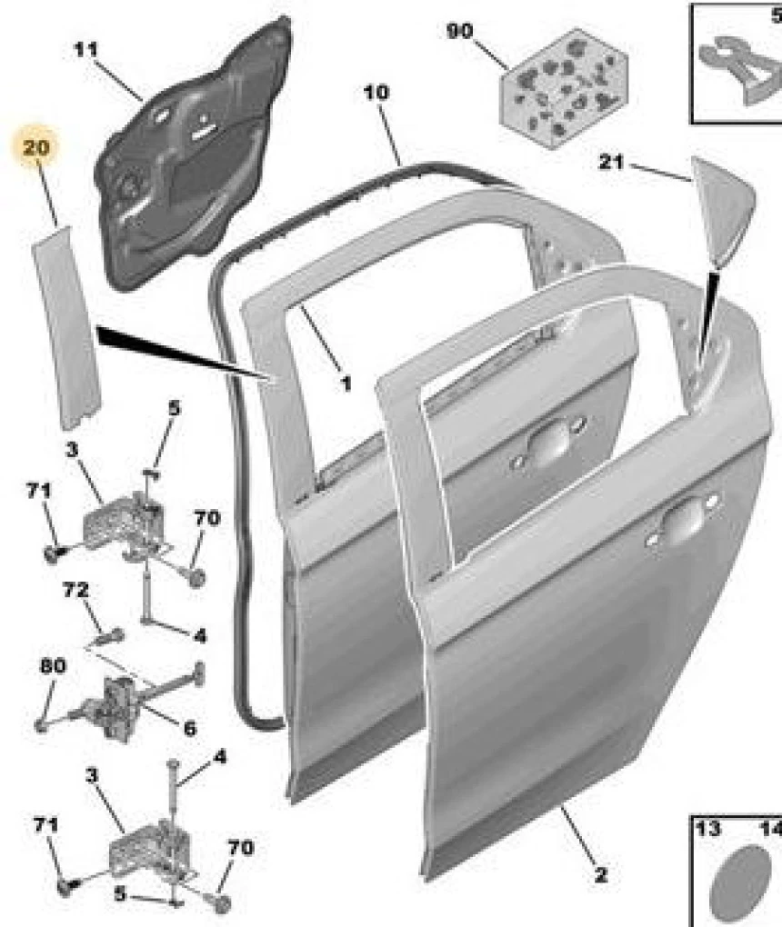Psa Sol Arka Kapı Direk Bandı 301-C-Elysee (montaj) - Luvı 0040.9675438780