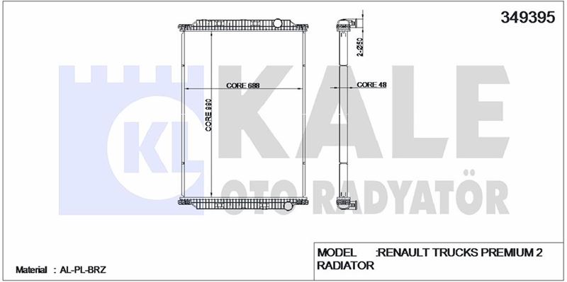 MOTOR SU RADYATORU RENAULT PREMIUM 2 DXI MOTOR (CERCEVESIZ) / (MT) V2005 SONRASI - KALE 349395