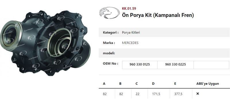 DINGIL ÖN PORYA KIT KAMPANALI MERCEDES BENZ AROCS - KURTSAN KK.01.59