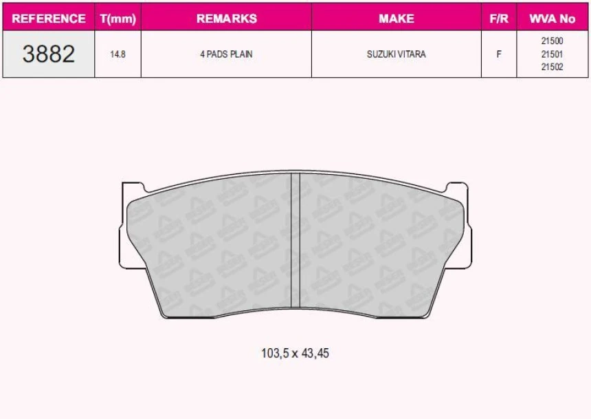 Suzukı Fren Balatası On Suzukı X-90 Vitara 90-98 3 Kapı - Grap 93882