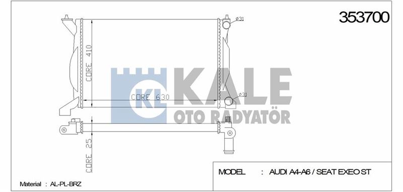 MOTOR RADYATORU MANUEL A4 3,0 / Q 00>09 EXEO 09>14 - KALE 353700