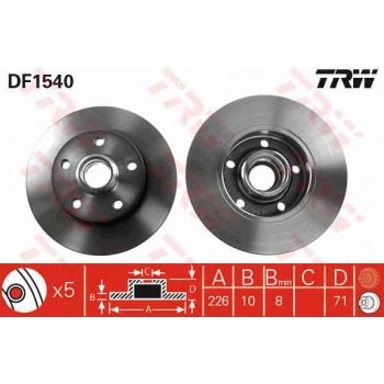 ARKA FREN AYNASI GOLF III 1,9TDI 2,0 GTI 2,8 VR6 91 98 PASSAT 2,0 2,8 2,8 VR6 93>96 - TRW DF1540