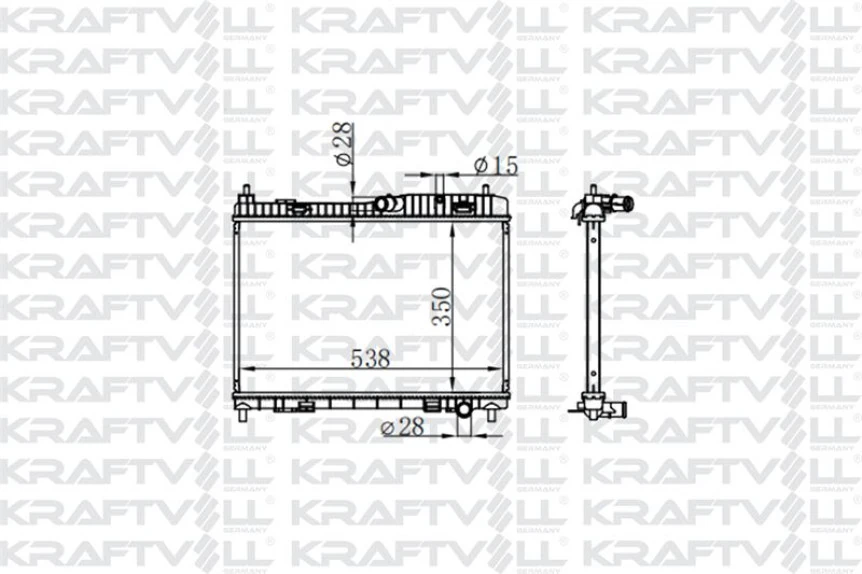 Ford Motor Su Radyatoru Fiesta 1,25 16v / 1,4 16v 08 /> B Max 1,4 16v 12 />  (350*538*18) Brazıng (mt) - Kraftvoll 08040050