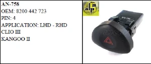 Unıversal Flaşör Anahtarı>renault Clio III - Kango 07    >>8200442723 - Mcar-An758