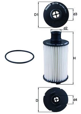 YAG FILTRESI DISCOVERY 4 L319 13>18 RANGE ROVER 3 L322 09>18 RANGE ROVER SPORT 2 L494 13>19 VELAR L5 - MAHLE OX774D