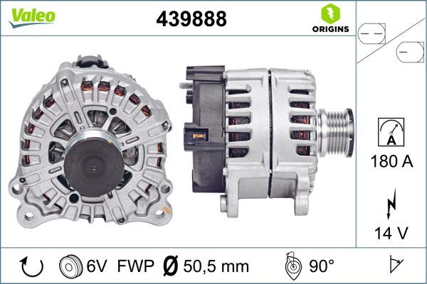 ALTERNATOR 14V 180A A4 13>15 A5 12>17 A6 11>14 Q5 13>17 - VALEO 439888