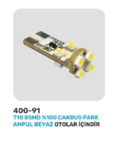 Unıversal Dipsiz Led Tk-Beyaz T10 Smd %100 Canbus 8 Ledli - Mfk-400-91