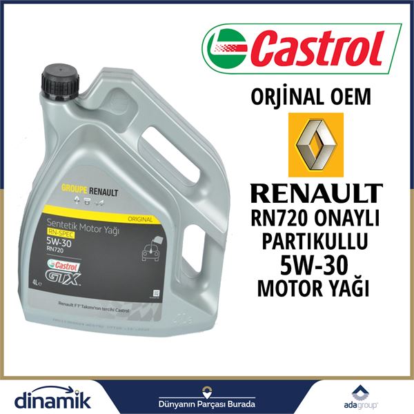 RENAULT CASTROL MOTOR YAGI PARTIKULLU 5W-30  4 LT - RENAULT RN720 ONAYLI B2B230 C4 - MAIS 7711943761