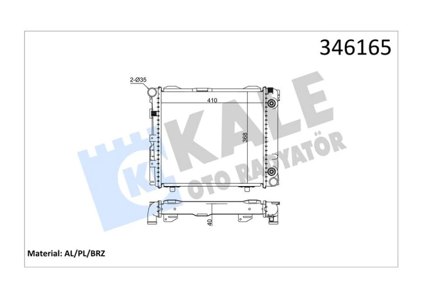 Mercedes Motor Su Radyatoru (klimasız) 190 W201 84>87 W124 85>93 S124 85>92 C124 87>92 - Kale 346165