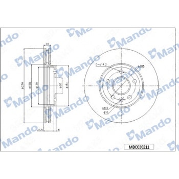 ON FREN DISKI 15 INCH (276mm) ASTRA J 10> CRUZE10> AVEO T300 - MANDO MBC030211