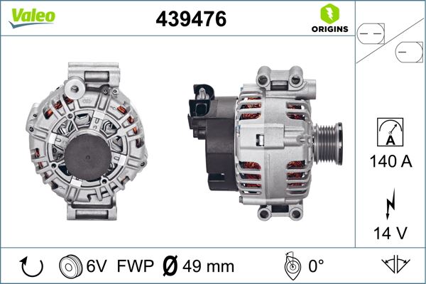 ALTERNATOR 14 V 150 A BMW N40 N42 N45 N46 N E46 E81 E82 E87 E90 E60 E83 E84 - VALEO 439476