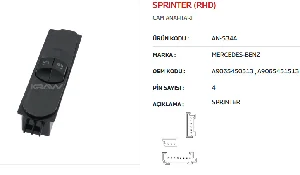 Unıversal Cam Anahtarı>mercedes Sprinter 06-->  Sağ   Sağdan Direksiyon - Mcar-An534a