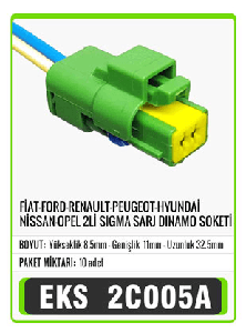 SOKET>FİAT-FORD-RENAULT-PEUGEOT-HYUNDAİ-NİSSAN-OPEL 2Lİ SIGMA SARJ DINAMO - EKS-2C005A