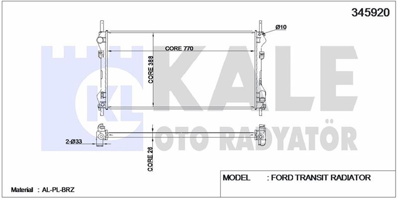 MOTOR SU RADYATORU TRANSIT V184 2,4TDCI 100PS / 125PS 01>06 ONDEN CEKER KLIMASIZ - KALE 345920