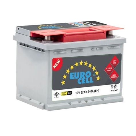 AKU 12V 62 AH L2 (242×175×190) TAM KAPALI TIRNAKLI - EUROCELL 8699358520012