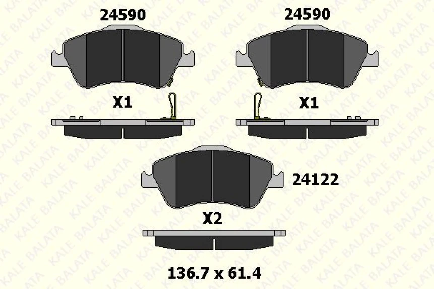 Toyota Fren Balatası On Corolla D4d 07-12 Aurıs D4d 07-12 Corolla 1.4 D4d 2013-> - Kale B 24122 190 05 Ans