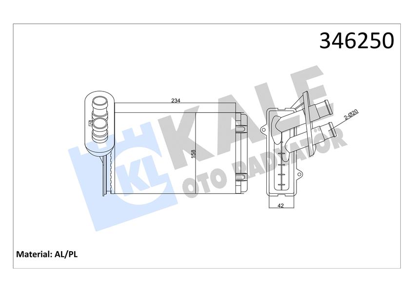 KALORIFER RADYATORU CADDY POLO A3 AROSA BEETLE CORDOBA GOLF IBIZA JETTA AEE 95>02 A3 97>00 - KALE 346250