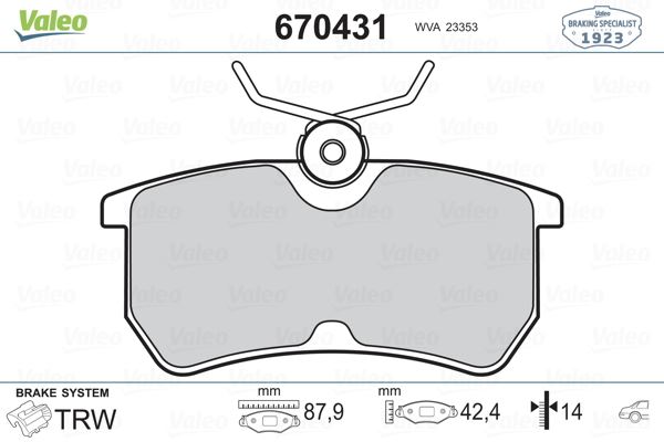 ARKA FREN BALATASI FOCUS 98>05 FIESTA VI 1,0 / 1,5TDCI / 1,6TI 12 />15 - VALEO 670431