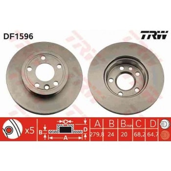 ON FREN AYNASI HAVALI TRANSPORTER T4 1,8 / 1,9D / TD / TDI / 2,0 / 2,4D / 2,5 / 2,5TDI / 2,8 90>03 - TRW DF1596