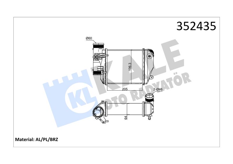 TURBO RADYATORU SOL AUDI A6 2,7 / 3,0TDI 05>11 - KALE 352435