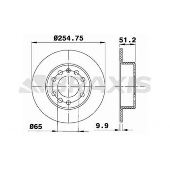 ARKA FREN AYNASI (DISK) OCTAVIA 1,4 1,6 1,9TDI 2,0TDI 06 / 04>GOLF V 1,4 16V 1,4FSI 1,6 1,9TDI 2,0 1 - BRAXIS AE0018