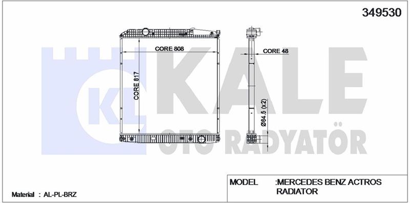 SU RADYATORU MERCEDES ACTROS (CERCEVESIZ) / (AT) - KALE 349530