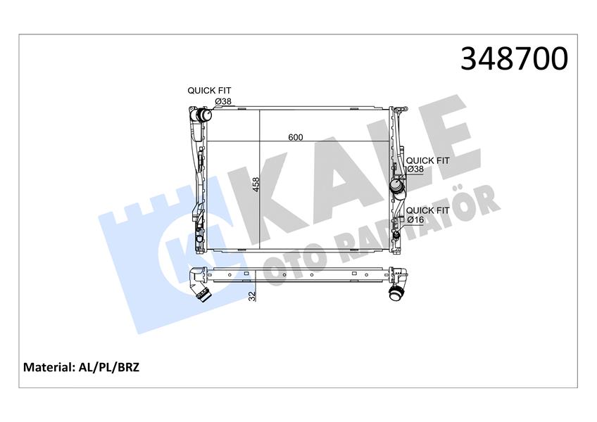 MOTOR SU RADYATORU OTO/MANUEL TAPASIZ BMW E81 E82 E87 E88 E90 E91 E92 E93  X1 E84 Z4 E89 - KALE 348700