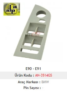 Unıversal Cam Anahtarı>e90 - E91  Sol Cam Anah. Çerçevesi - Gri - Katlanmaz Tip   >> - Mcar-An3514gs