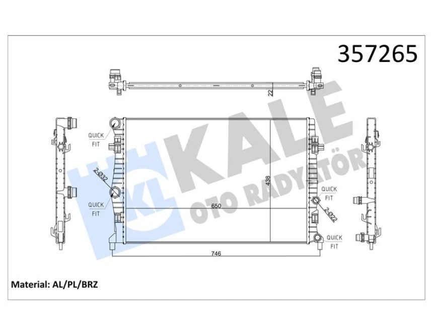 Vag Motor Su Radyatoru ( 650x414x24 ) Golf VII Leon Octavıa 13> A3 17> 1.0 1.2 1.4tsi - Kale 357265