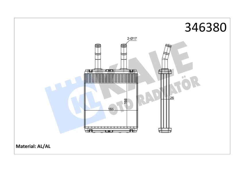 KALORIFER RADYATORU HYUNDAI ACCENT 1994-2005 (167X165X26) - KALE 346380