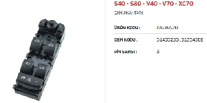 Unıversal Cam Anahtarı  Sol Dörtlü S40 - S80 - V40 - V70 - Xc70 - Mcar-An3652d