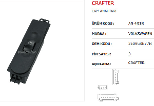 Unıversal Cam Anahtarı-Crafter Sağ Tekli - İnce Buton - Mcar-An431b