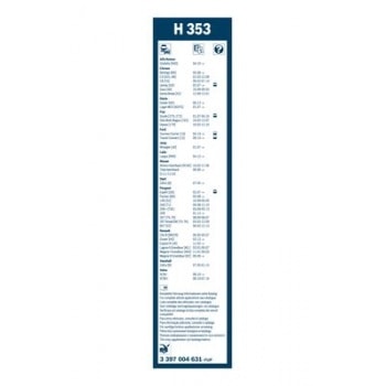 ARKA CAM SILECEK SUPURGESI 35cm TWIN P206 1.4 HDI (98 09) P307 2.0 HDI SAXO 1.1 (00 03) - BOSCH 3397004631