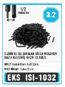 MAKARON-3,2 MM ISIYLA DARALAN   8CM HAZIR KESİMLİ 72 ADET - EKS-ISI1032