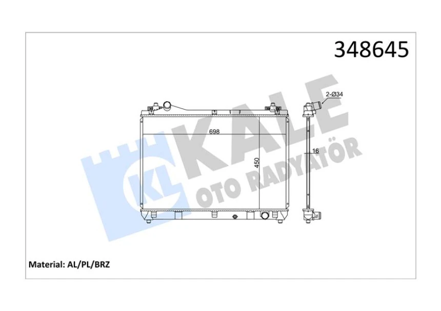 Suzukı Motor Su Radyatoru Suzukı Grand Vitara II 1.6 2005=> (manuel Vites) [16mm] - Kale 348645