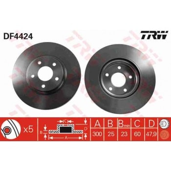 ON FREN DISK AYNASI FOCUS II 04 /> FOCUS II C MAX 03>07 C MAX 07 /> 1,6ECO / 1,6TDCI / 2,0TDCI / 2,0 - TRW DF4424