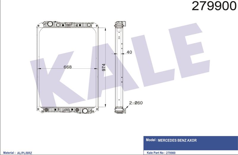 MOTOR SU RADYATORU M-BENZ AXOR 1840 YAG SOGUTUCULU - KALE 0911071AB