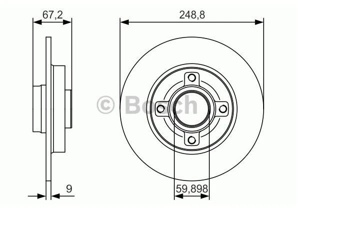 Psa Arka Fren Disk Aynası C4 P307 (poryalı Rulmansız)1.4ı 1.6hdi 1.6i 2.0hdi 2.0i (249x9x4dl) - Bosch 0986479s42