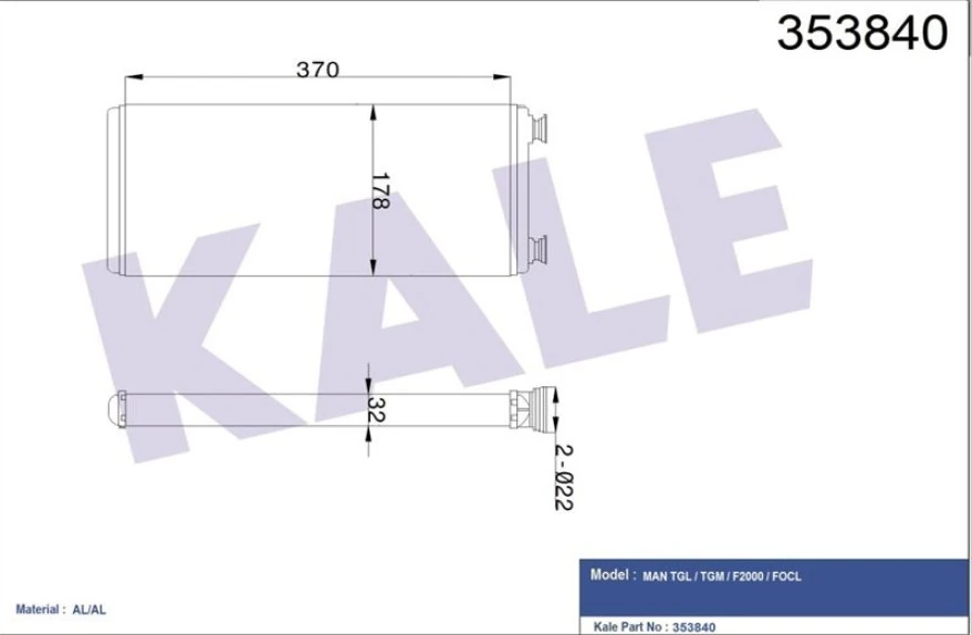 Man Truck Kalorıfer Radyatoru Man (y.m.) Tgl 12.180>05 D0834 Tga>00 D2866 D2876 Tgx-Tgs>07 D2066 D2676 - Kale 353840