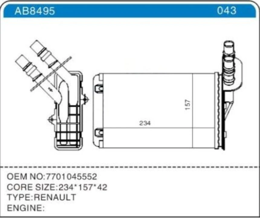 Renault Kalorıfer Radyatörü  Clio II -Thalıa 1,5 DCI-Symbol 1 4-1 5 DCI - Zenon Rn2653
