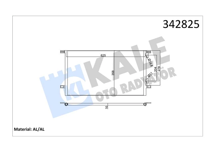 Renault Klima Radyatörü - Kondenser/brazıng (al/al)/605x358x16/kurutucusuz - Kal 342825