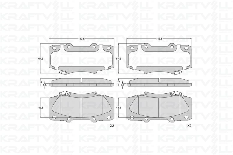 Toyota On Fren Balatası Toyota Hilux 2.5 3.0 D4d Pickup 2007-> Hilux 2.5 4wd 2015-> - Kraftvoll 07010362