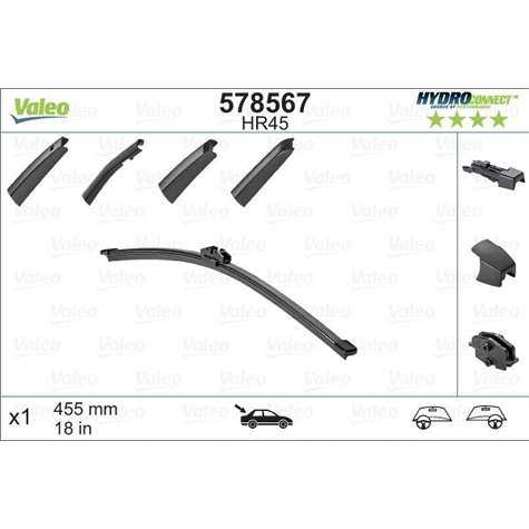 SILECEK SUPURGESI ARKA MUZ TIP 450mm HR45 (HYDROCONNECT COKLU BAGLANTI) / (X1) - VALEO 578567
